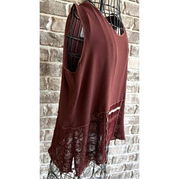 Vintage Nooshin Femme Sleeveless Top Medium Plum Lace Velour Scoop Neck … - Picture 3 of 12